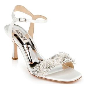 Badgley Mischka White Embellished Heels